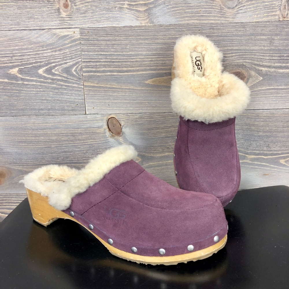 Ugg Purple Suede Shearling Lined Clogs - image 1